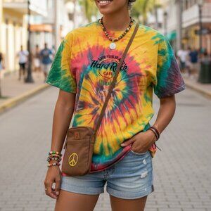 Hard Rock Cafe (L) Jamaica Embroidered Save The Planet Tie Dye Cotton T
